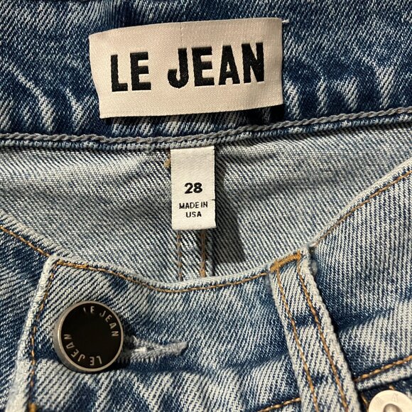 LE JEAN Georgie High-Rise Distressed Stretch Denim Cut-Off Shorts Sz 28 (4-6) - Picture 7 of 7